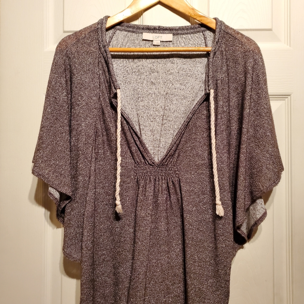 Grey flutter sleeve top